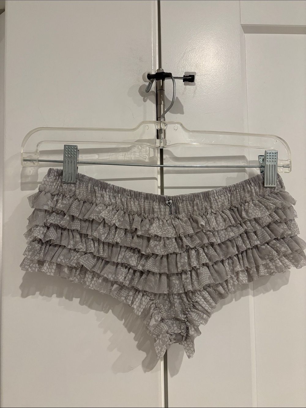 Blackheart Gray Ruffle Cheeky Lace Boyshorts. Size S
